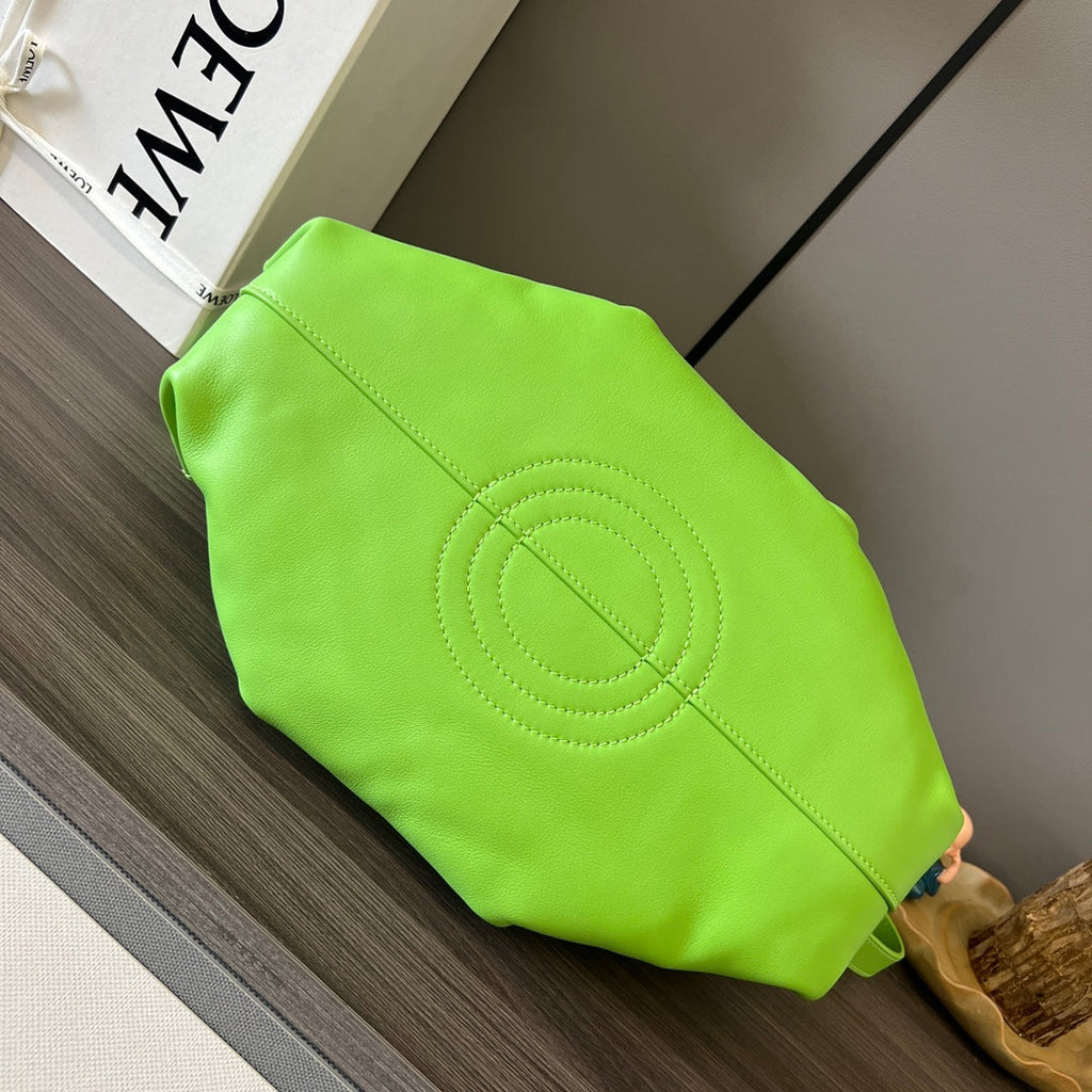 Loewe Small Paseo Chain Shoulder Bag Green Calfskin