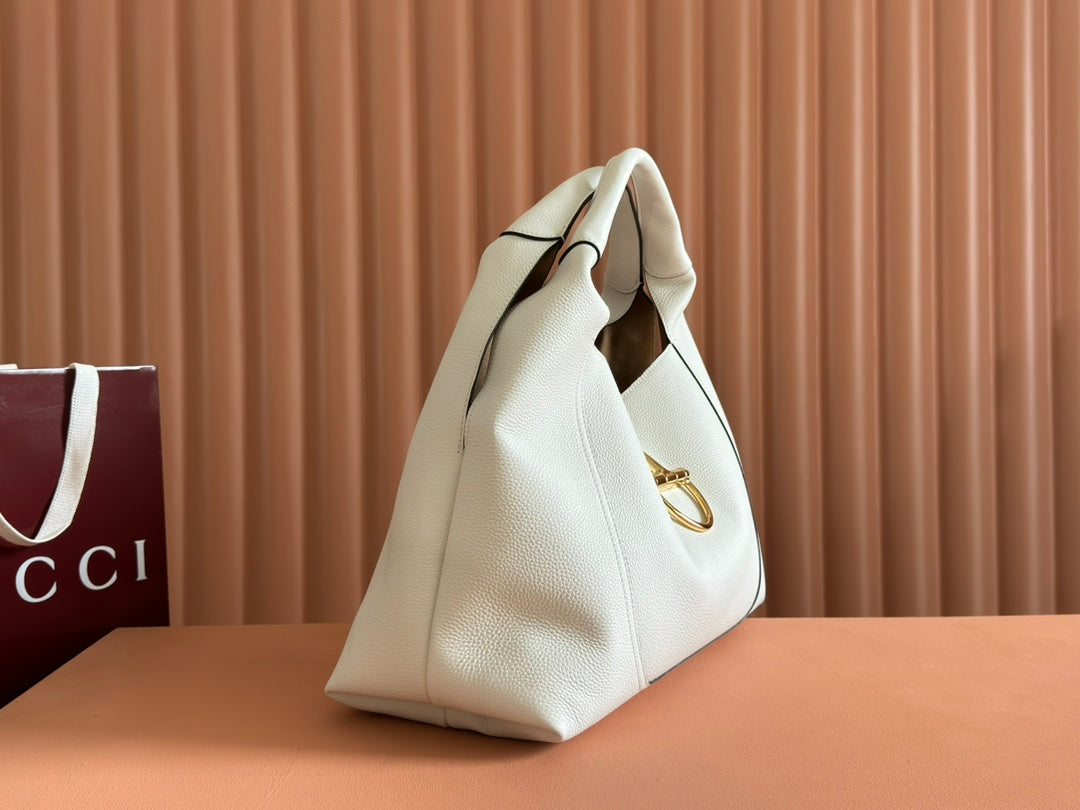 Gucci Softbit Shoulder Bag White Calfskin 248332