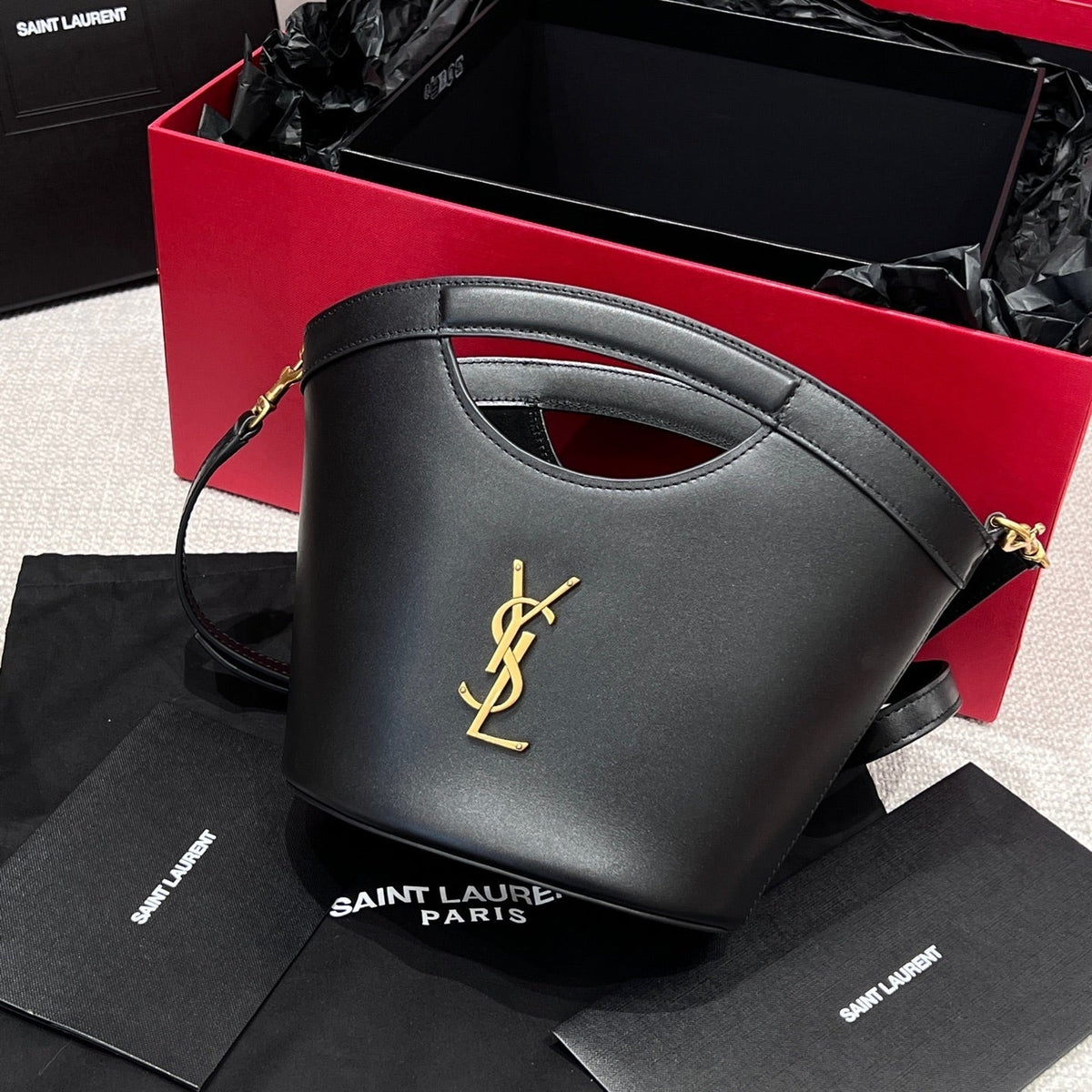 YSL Celia Mini Tote 29cm In Black Smooth Leather