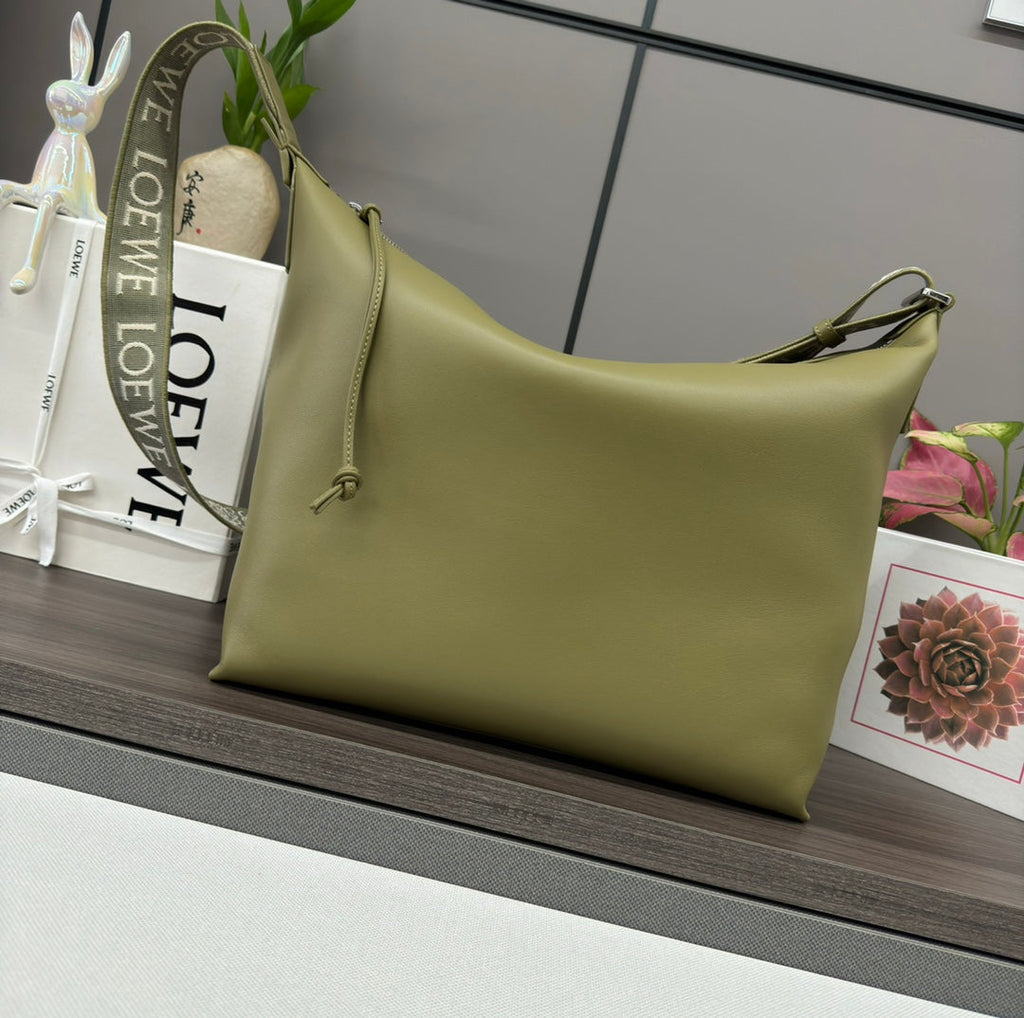 Loewe Cubi Crossbody Bag Olive Green Smooth Calfskin