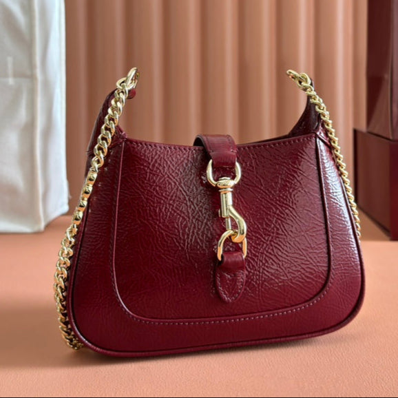 Gucci Jackie Notte Bag Rosso Ancora Red Patent Leather 248415