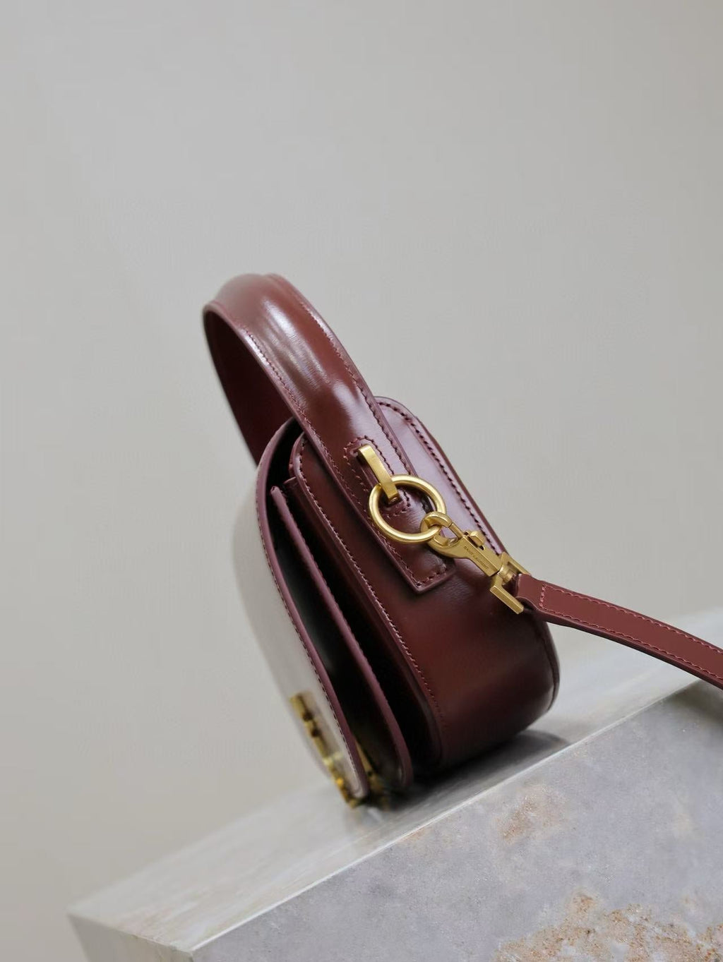 YSL 2025 Voltaire 24cm Burgundy Gold Calfskin