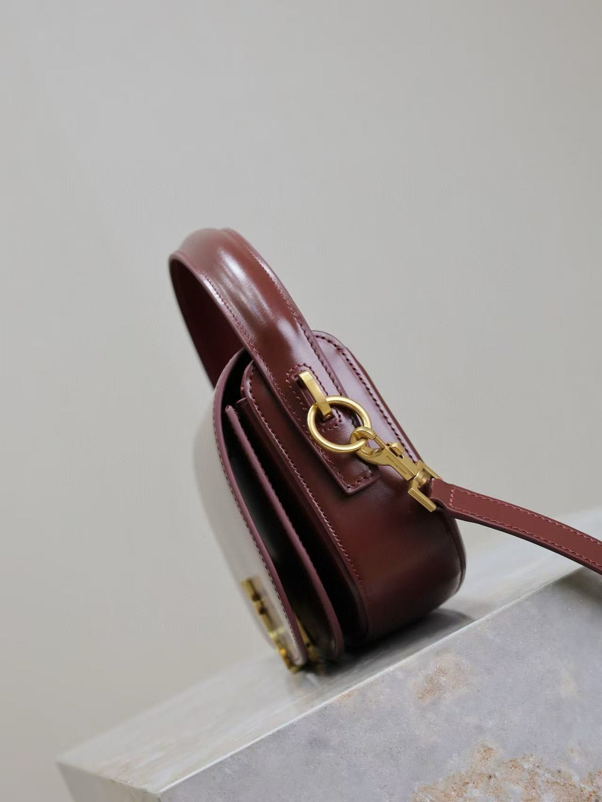 YSL 2025 Voltaire 24cm Burgundy Gold Calfskin