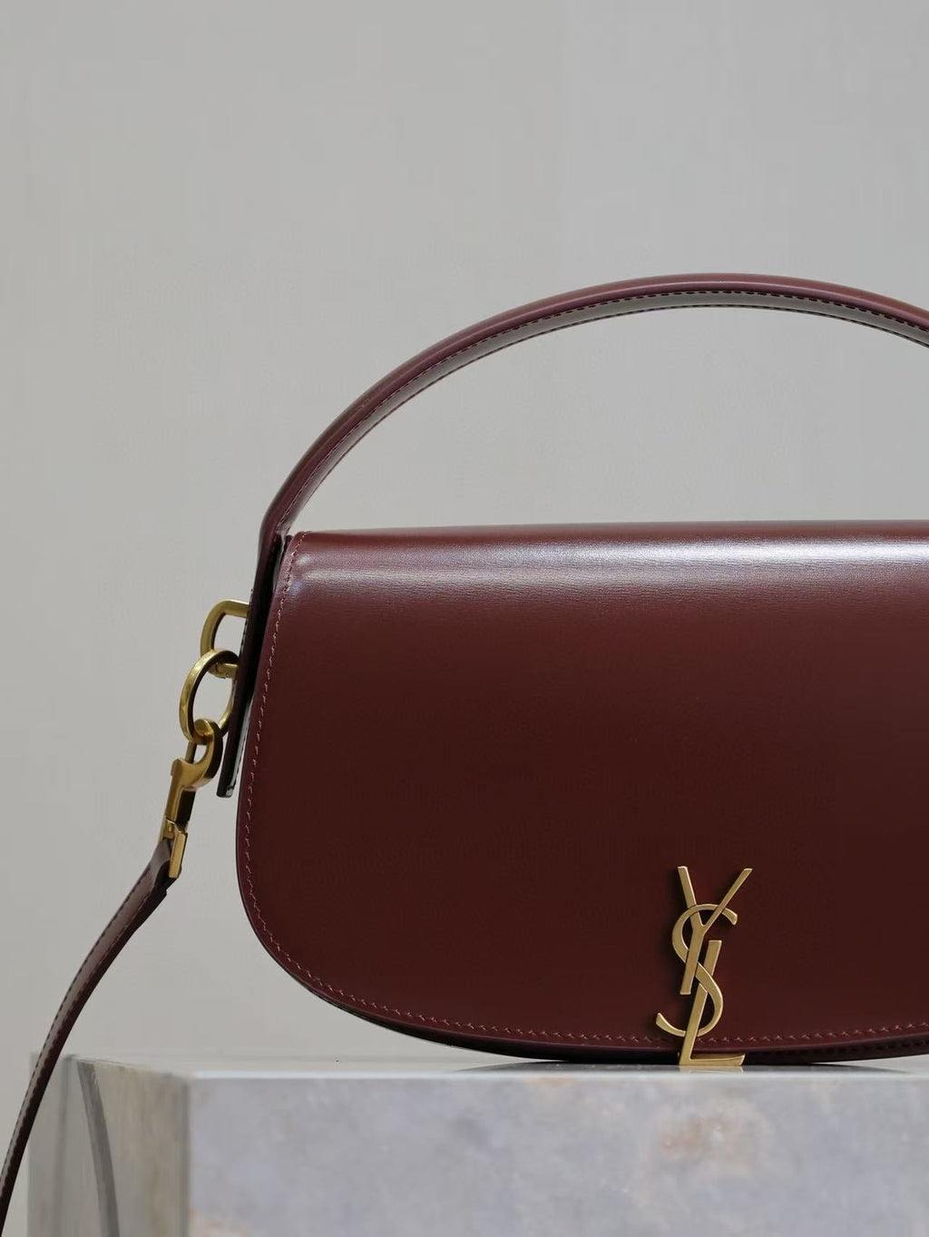 YSL 2025 Voltaire 24cm Burgundy Gold Calfskin