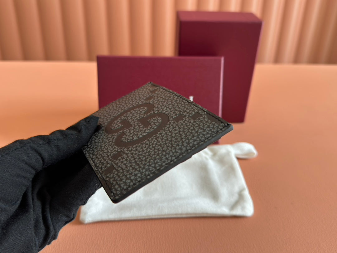 Gucci Card Wallet Grey mix Black Leather 248421