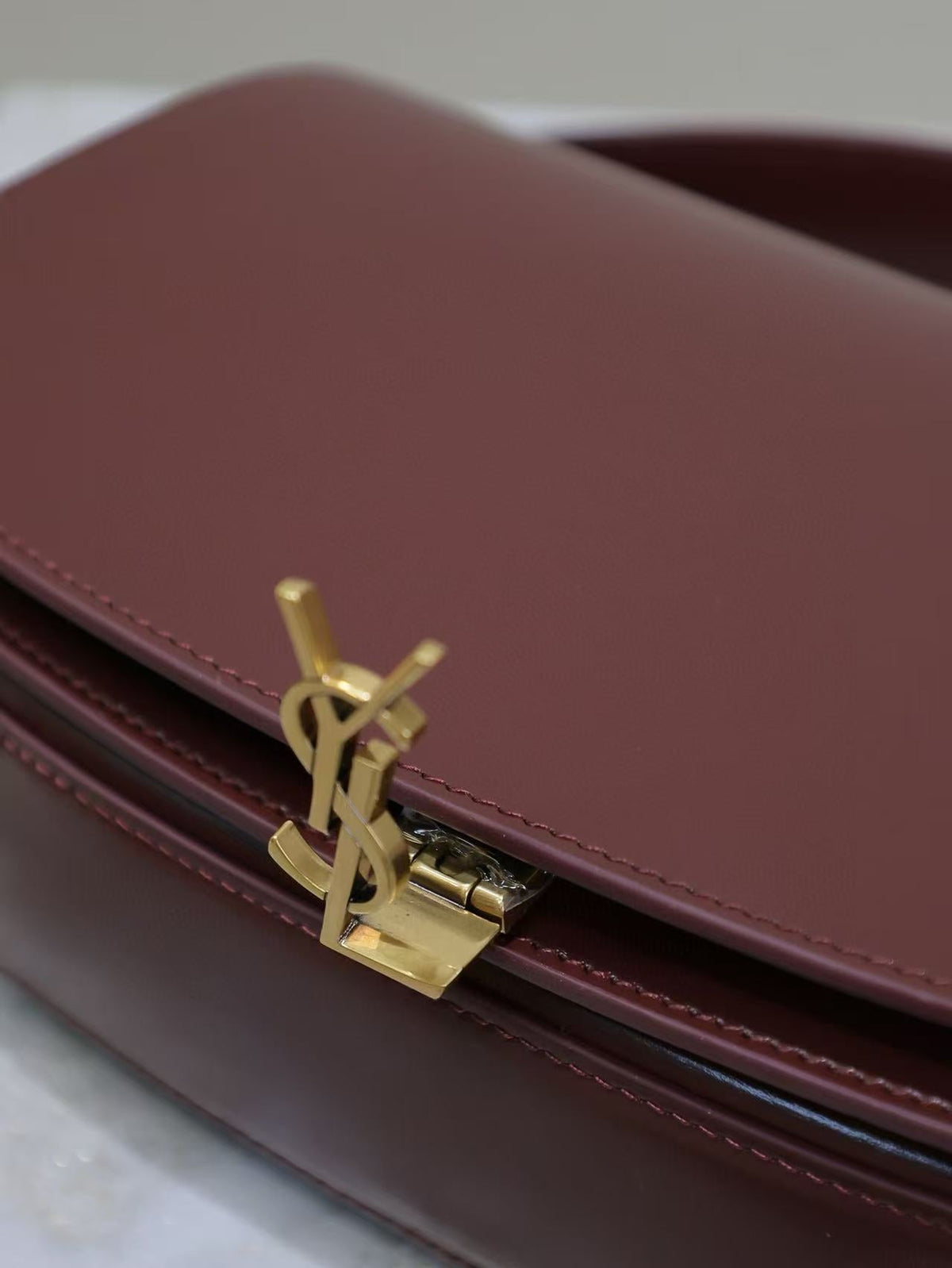 YSL 2025 Voltaire 24cm Burgundy Gold Calfskin