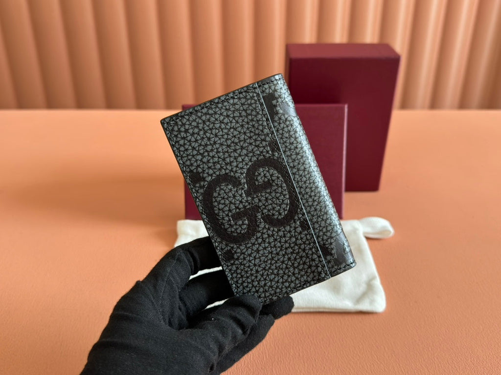 Gucci Long Card Wallet Grey mix Black Leather 248422