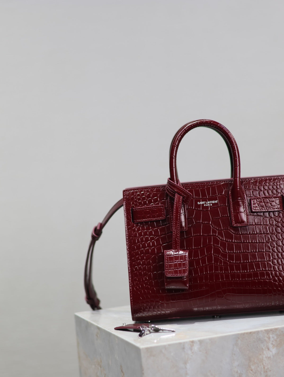 YSL 2025 Sac De Jour Nano Bag 22cm Merlot Red Leather