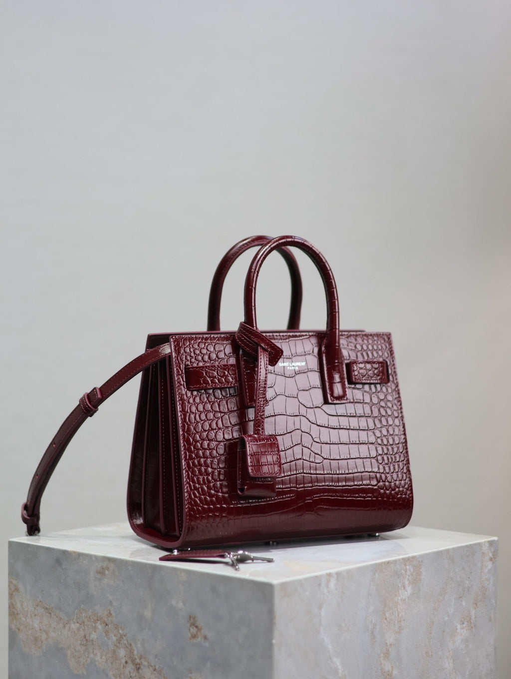 YSL 2025 Sac De Jour Nano Bag 22cm Merlot Red Leather