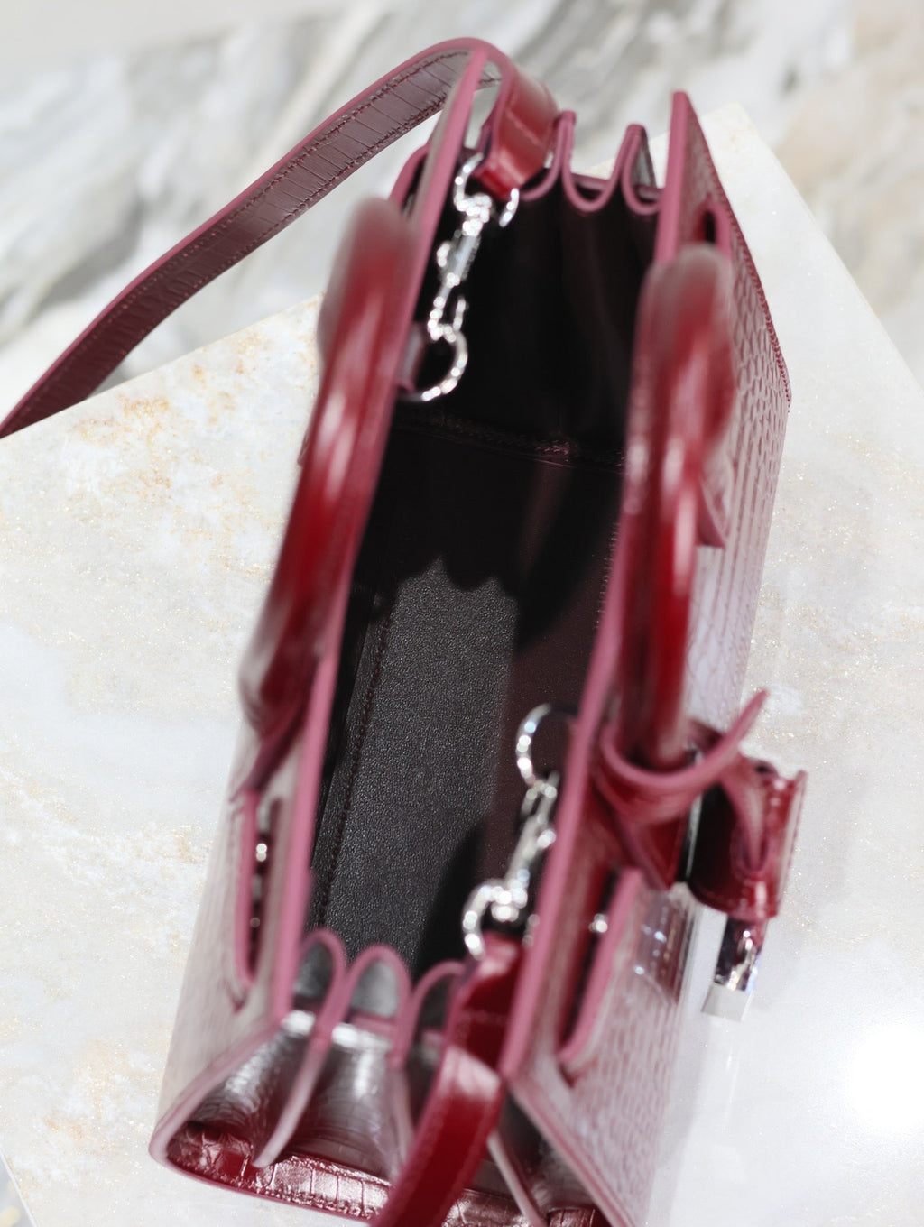 YSL 2025 Sac De Jour Nano Bag 22cm Merlot Red Leather
