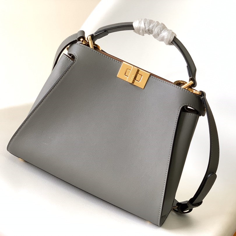 Peekaboo ISeeU Small 27cm Bag grey lambskin gold hardware
