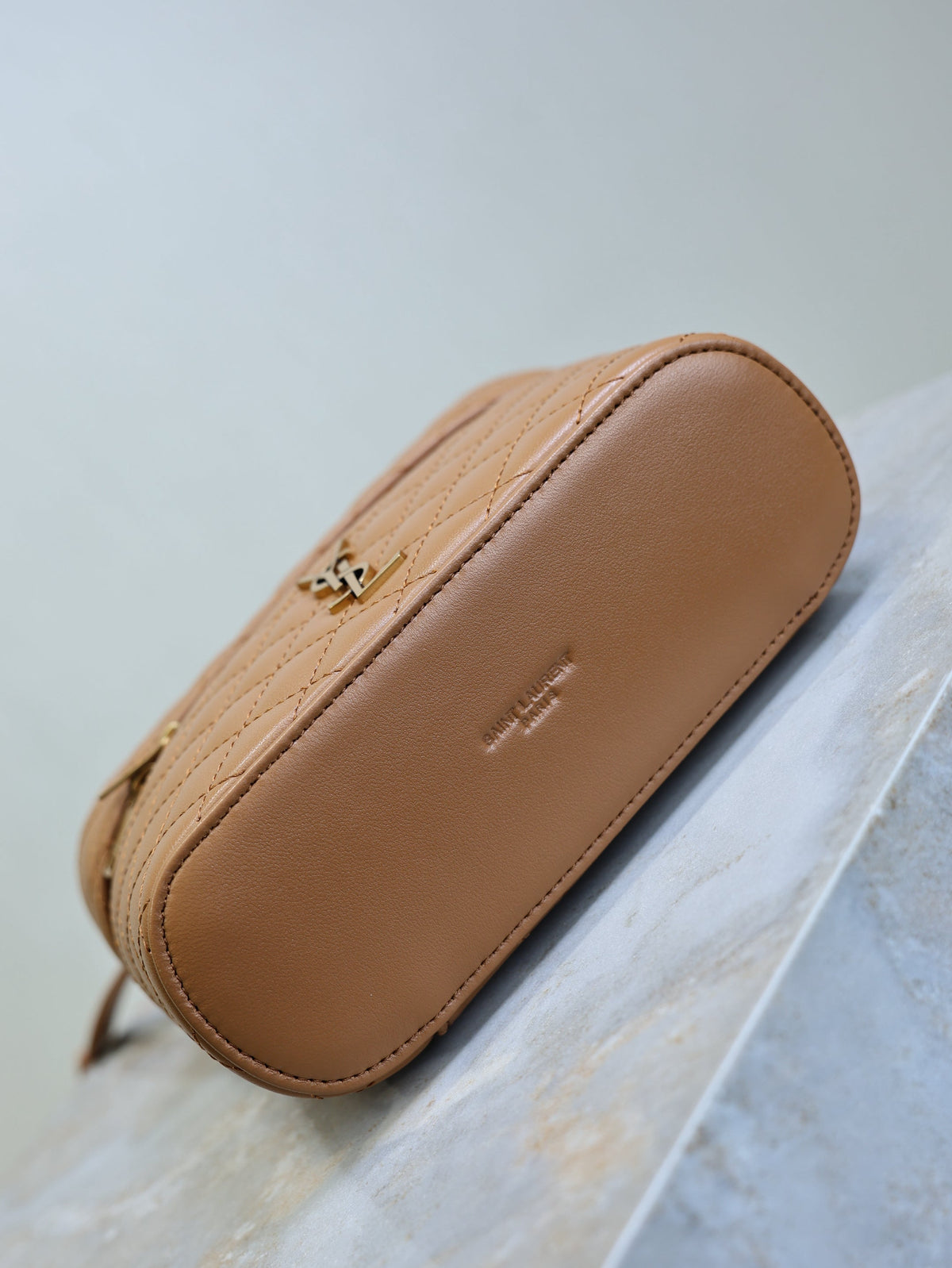 YSL Gaby Mini Vanity 18 Brown Lambskin Gold Hardware