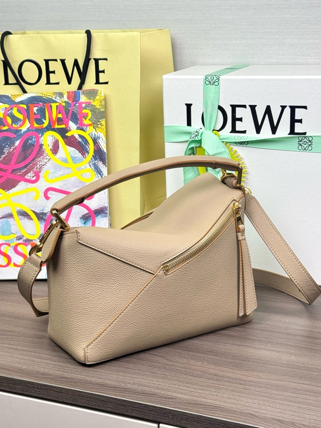 Loewe Small Puzzle Bag in Sand Soft Grained Calfskin