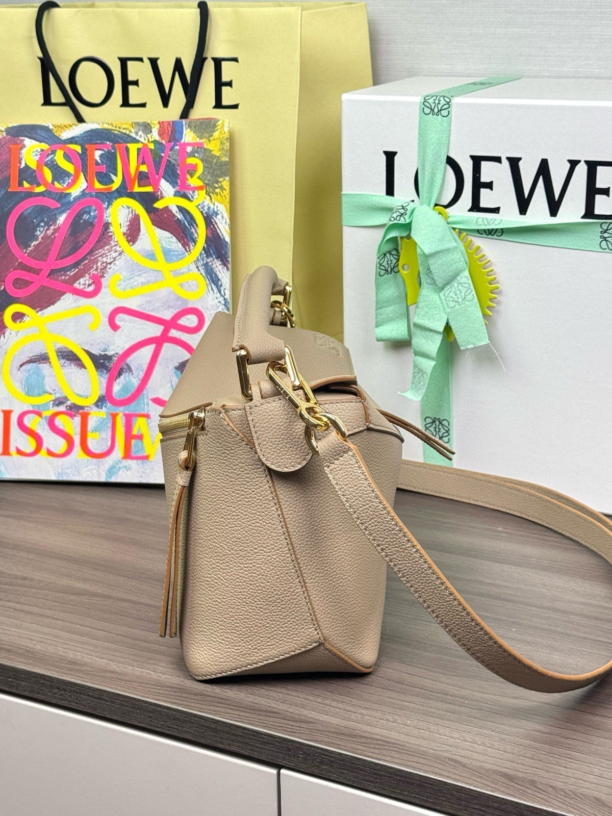 Loewe Small Puzzle Bag in Sand Soft Grained Calfskin