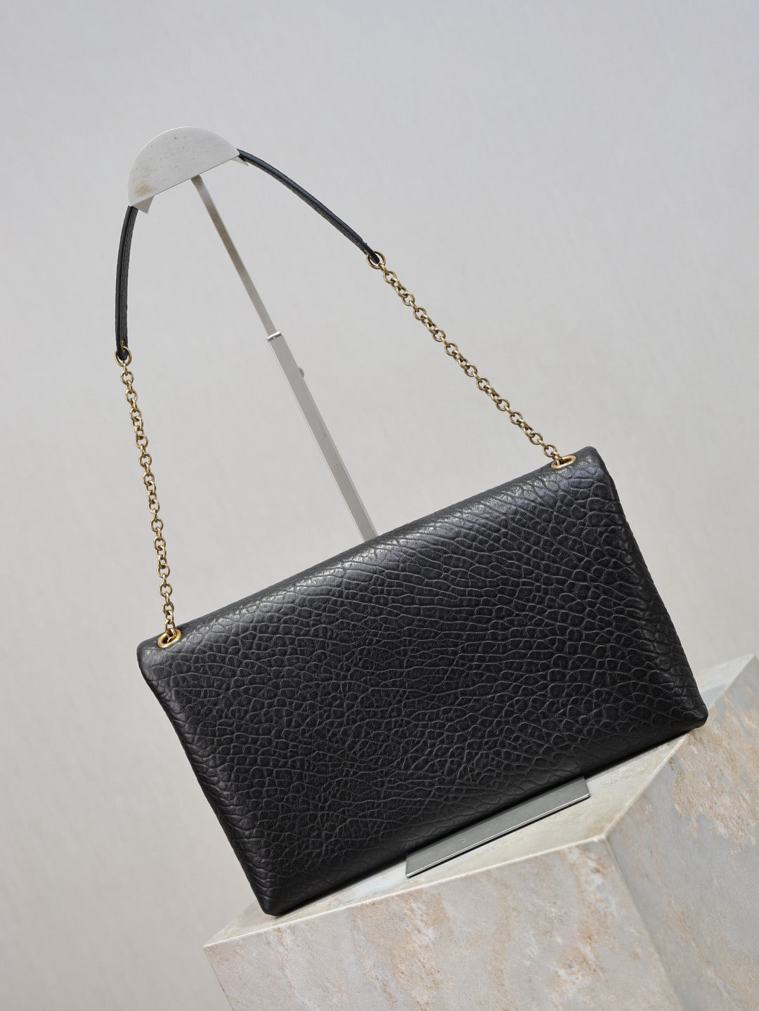 YSL 2025 Cassandre XXLn Envelope Pouch On Chain Black Lambskin