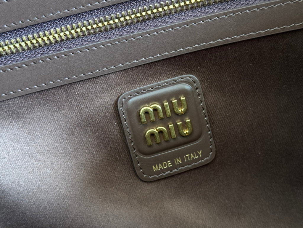 Miu Beau Top-Handle Bag 34cm Brown Leather 239698