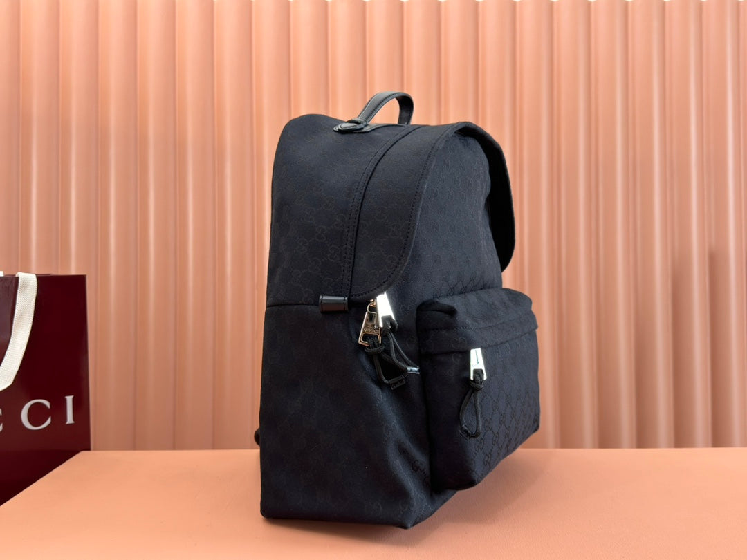 Gucci Backpack Black Canvas Leather 248447