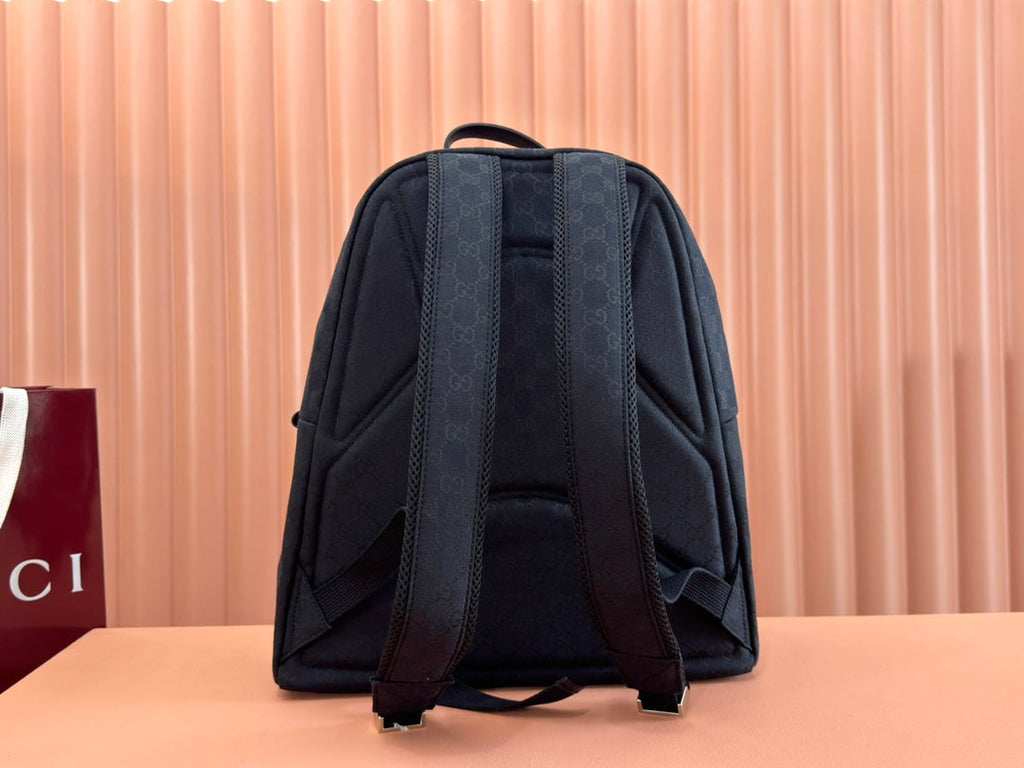 Gucci Backpack Black Canvas Leather 248447