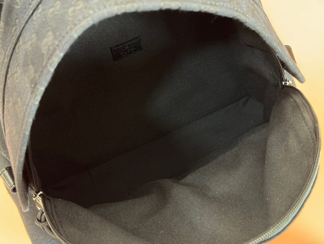 Gucci Backpack Black Canvas Leather 248447