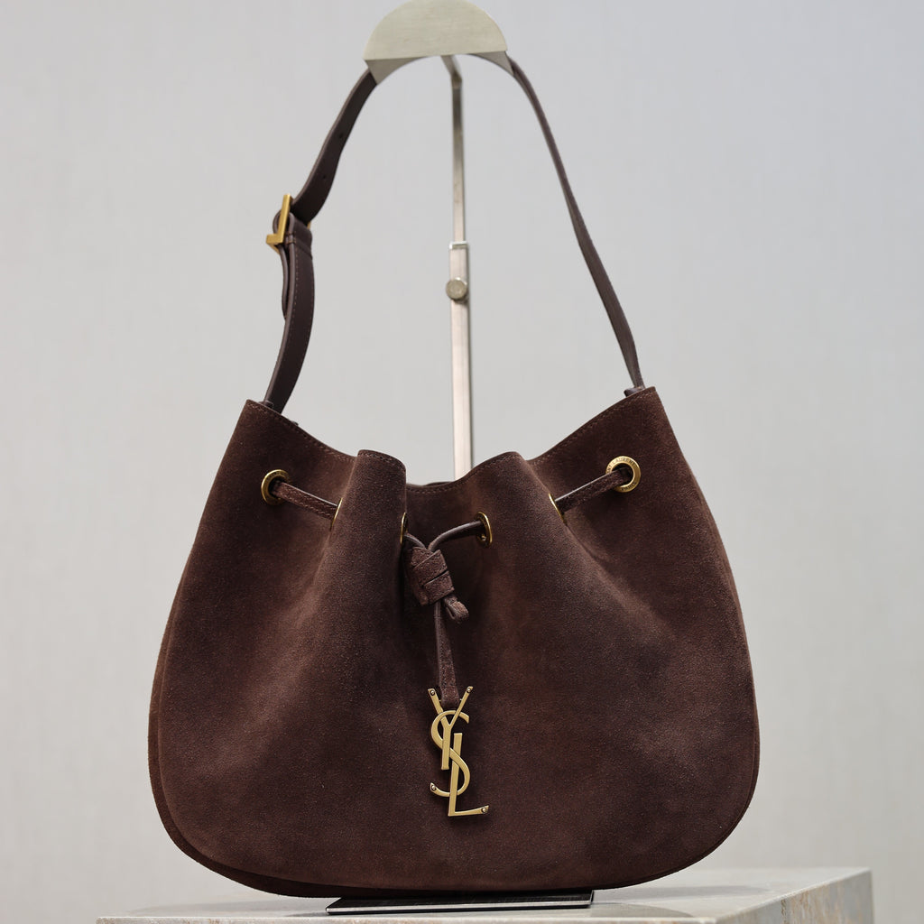 YSL Paris VII Hobo Bag Dark Brown Suede