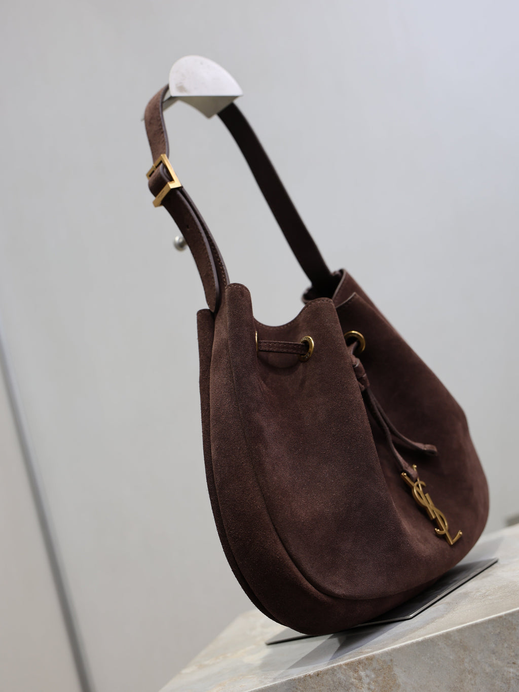 YSL Paris VII Hobo Bag Dark Brown Suede