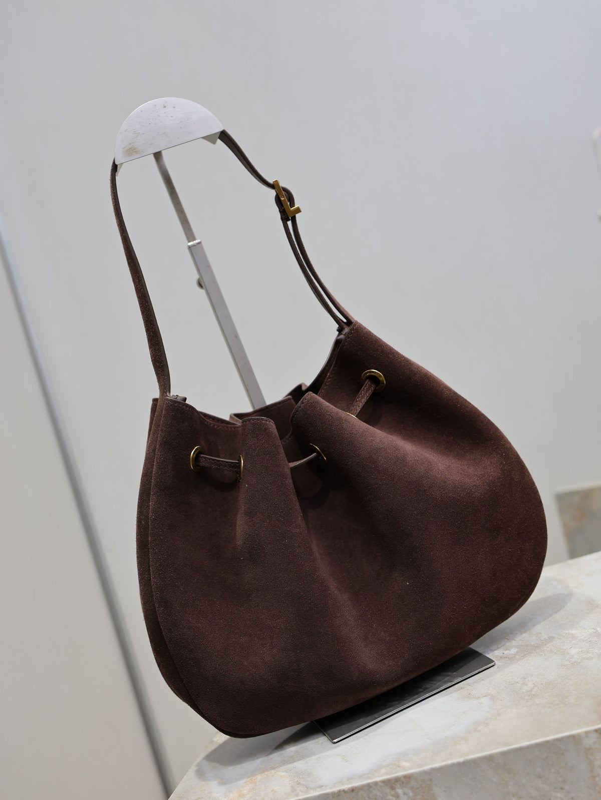 YSL Paris VII Hobo Bag Dark Brown Suede