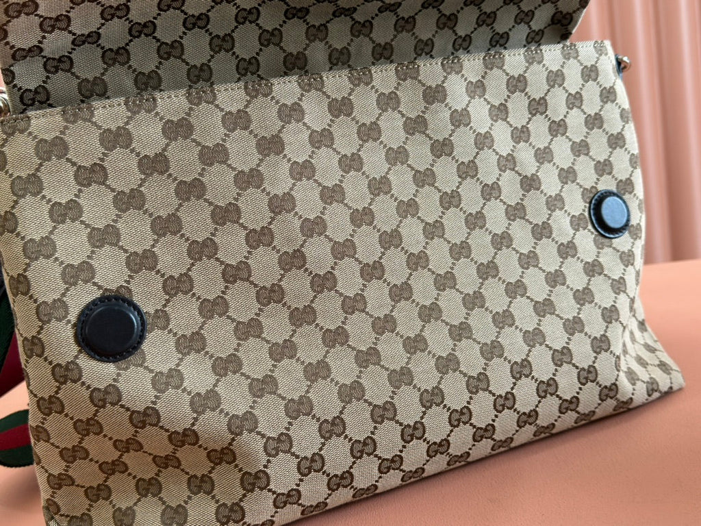 Gucci 36cm Bag Beige Brown mix Black Canvas Leather 248455