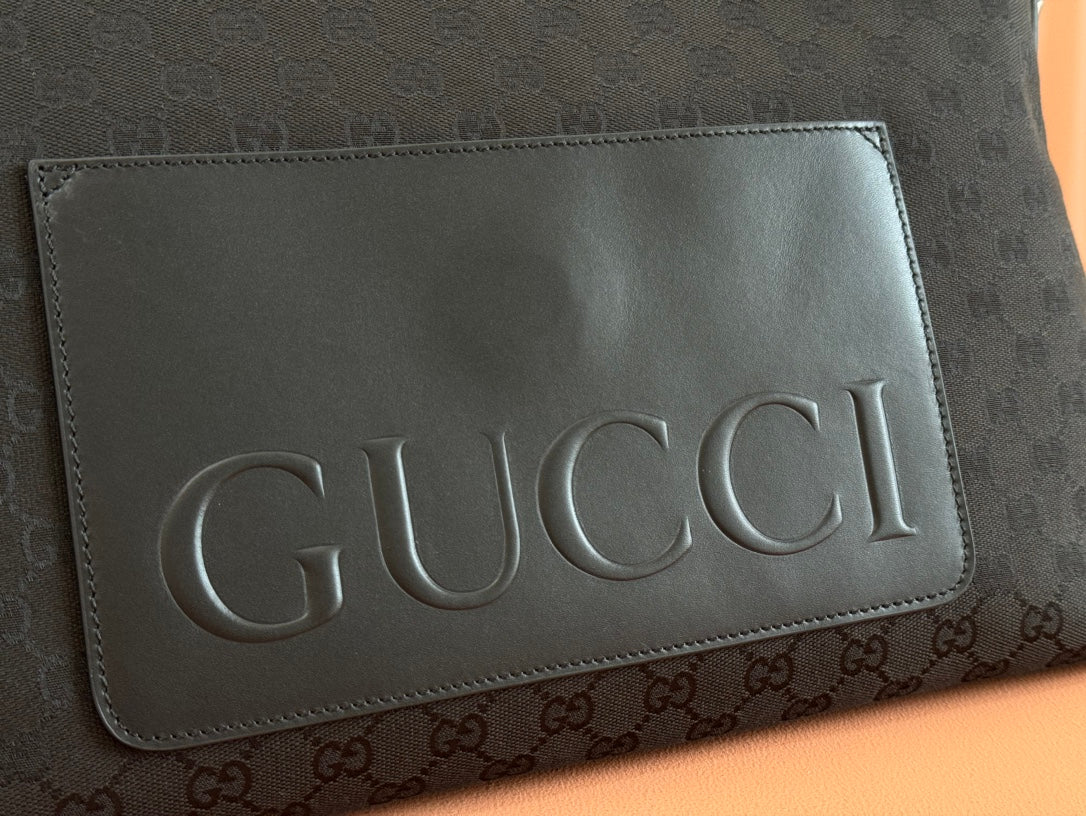 Gucci 36cm Bag Black Canvas Leather 248456