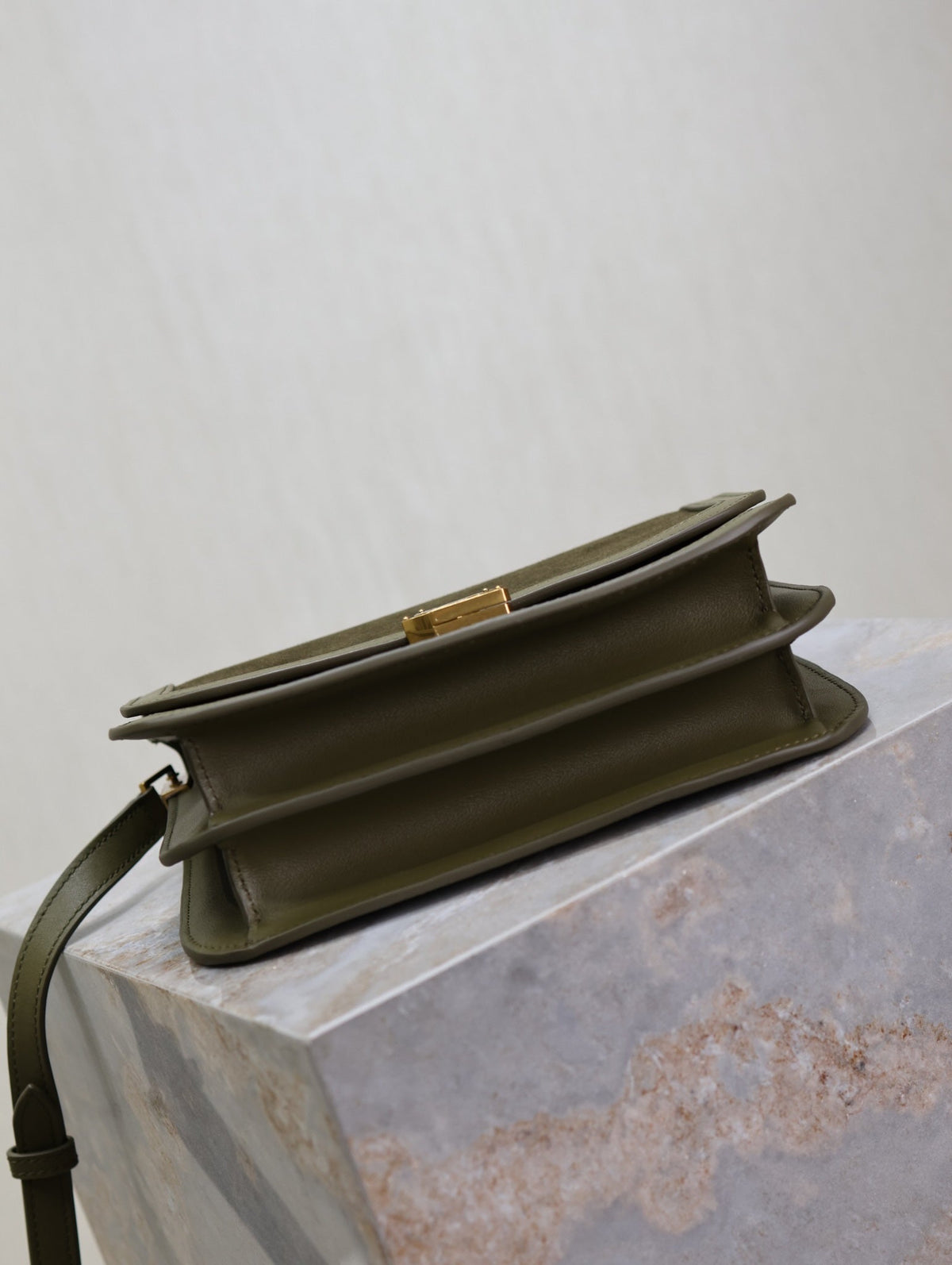 YSL Solferino Shoulder Bag Olive Green Suede Leather