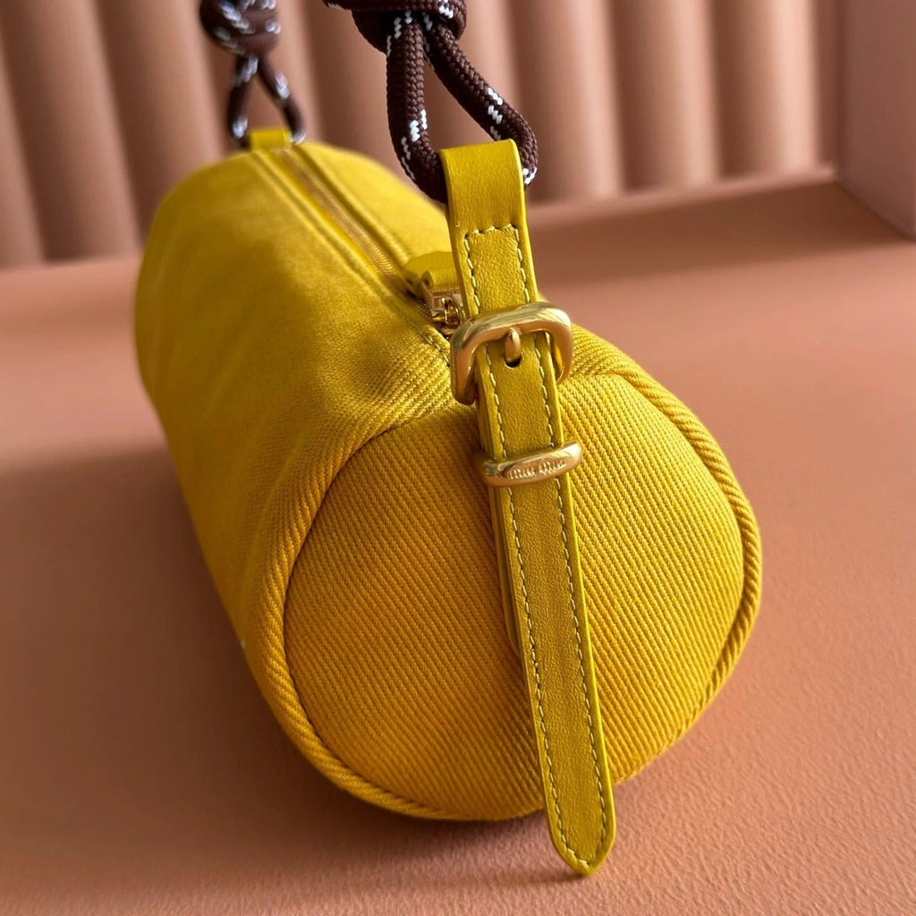Miu Miu Adventure Nappa Canvas Bucket Bag 22 Yellow in Fabric 285323