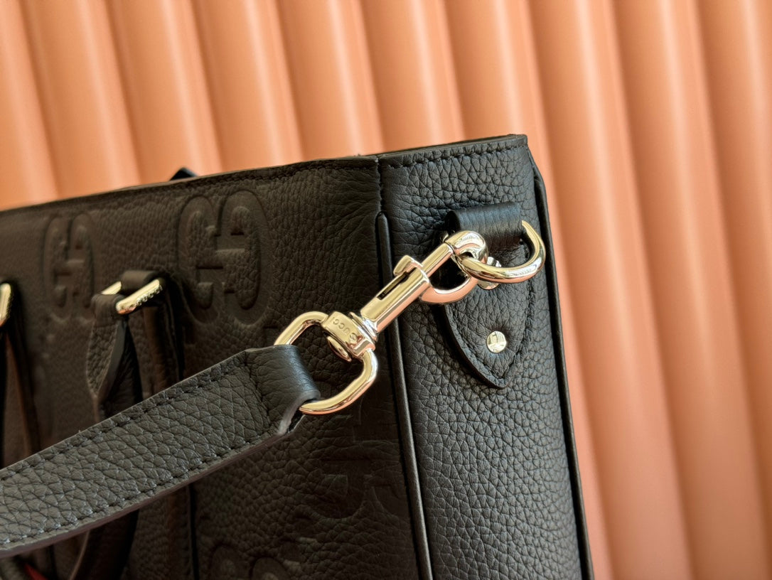 Gucci Medium Bag 42cm Black Embossed Leather 248521