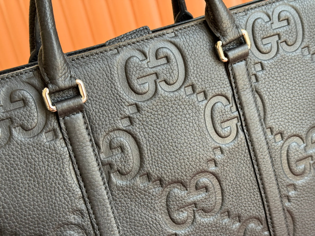 Gucci Medium Bag 42cm Black Embossed Leather 248521
