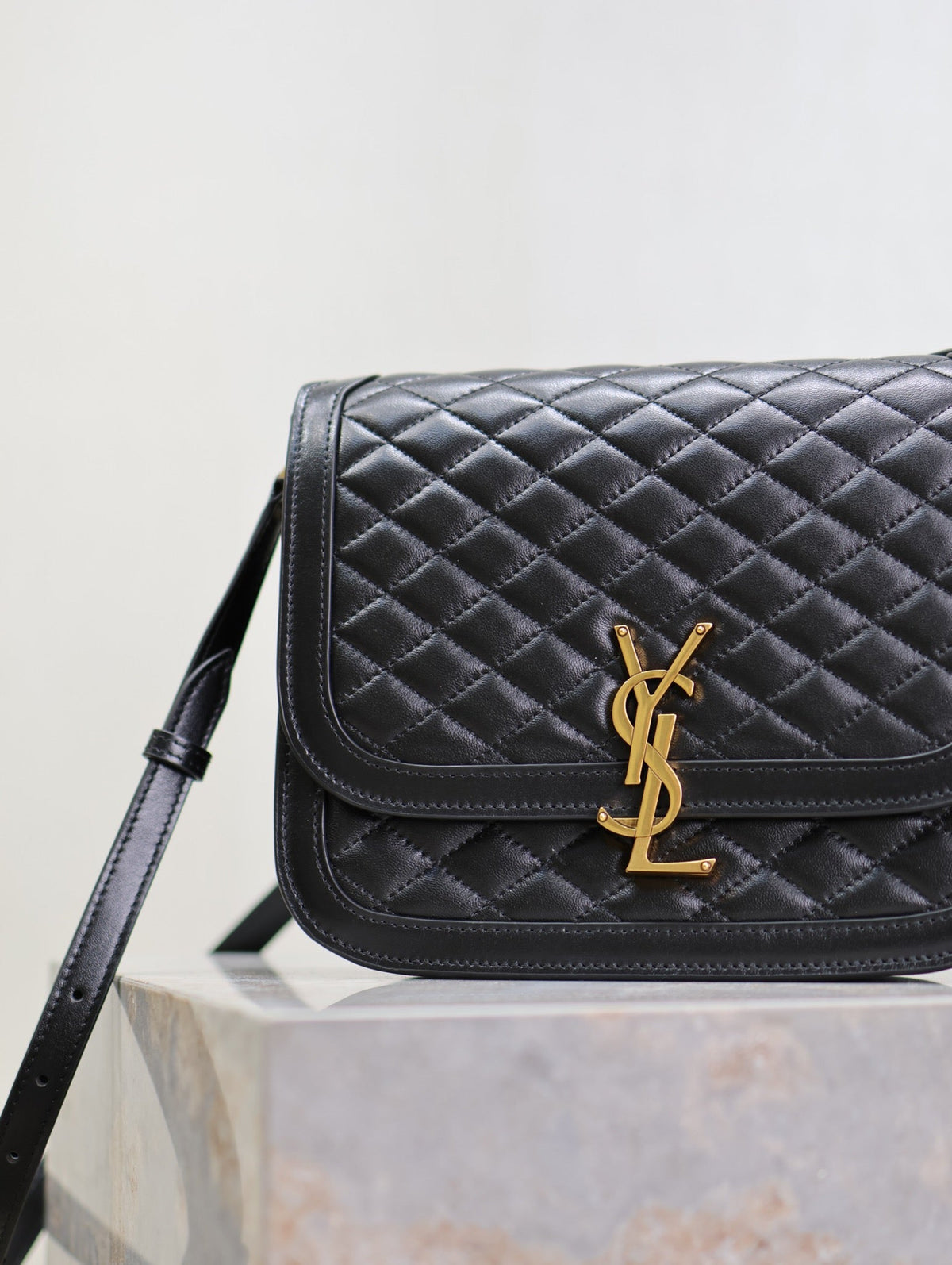 YSL Solferino Shoulder Bag Black Quited Lambskin