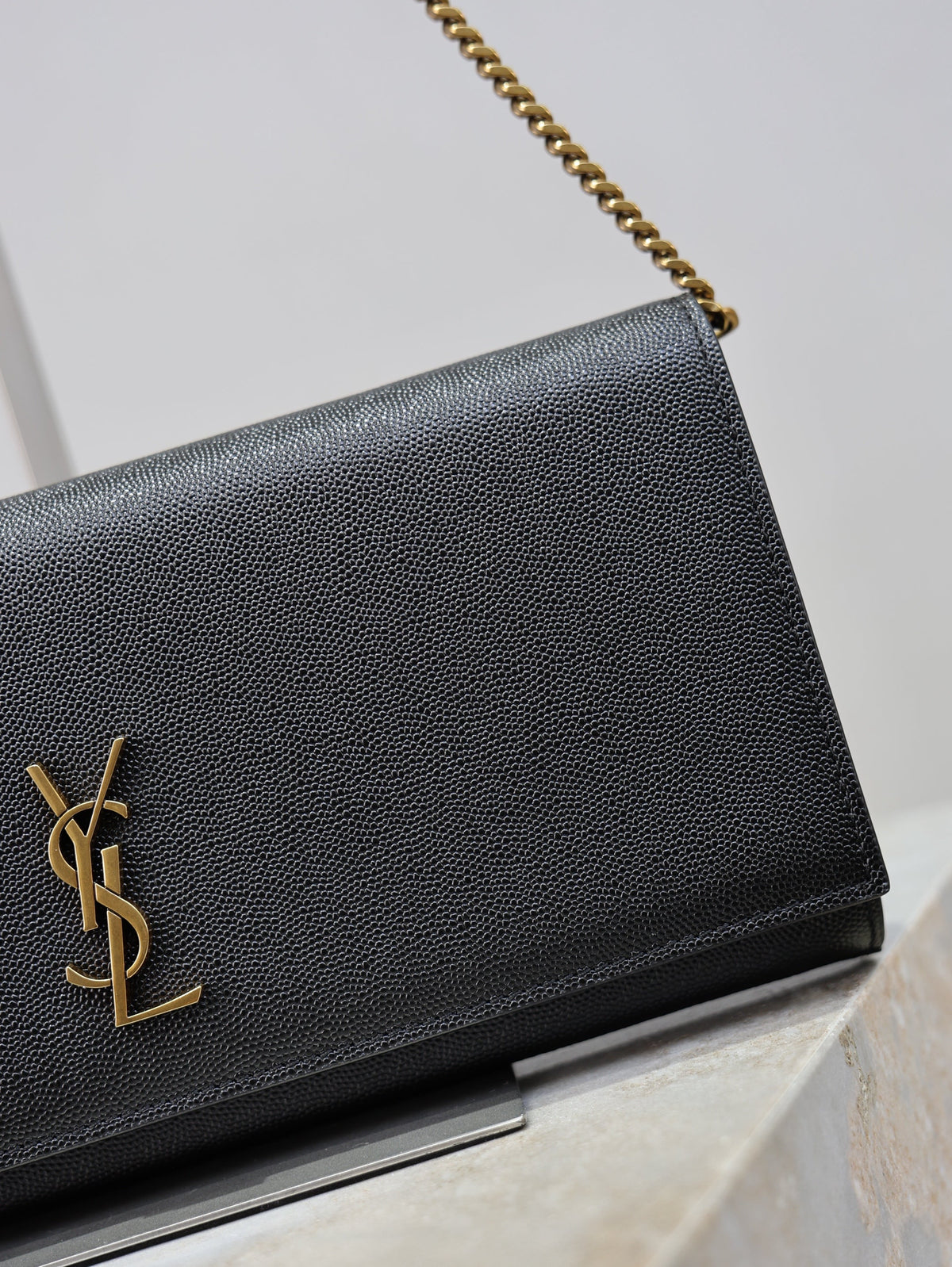 YSL Kate Clutch Bag Black Caviar Leather