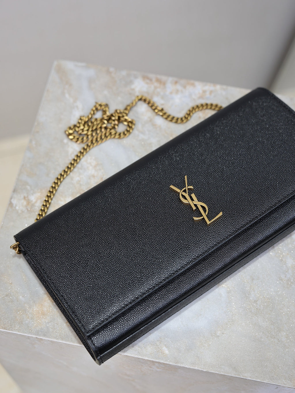YSL Kate Clutch Bag Black Caviar Leather