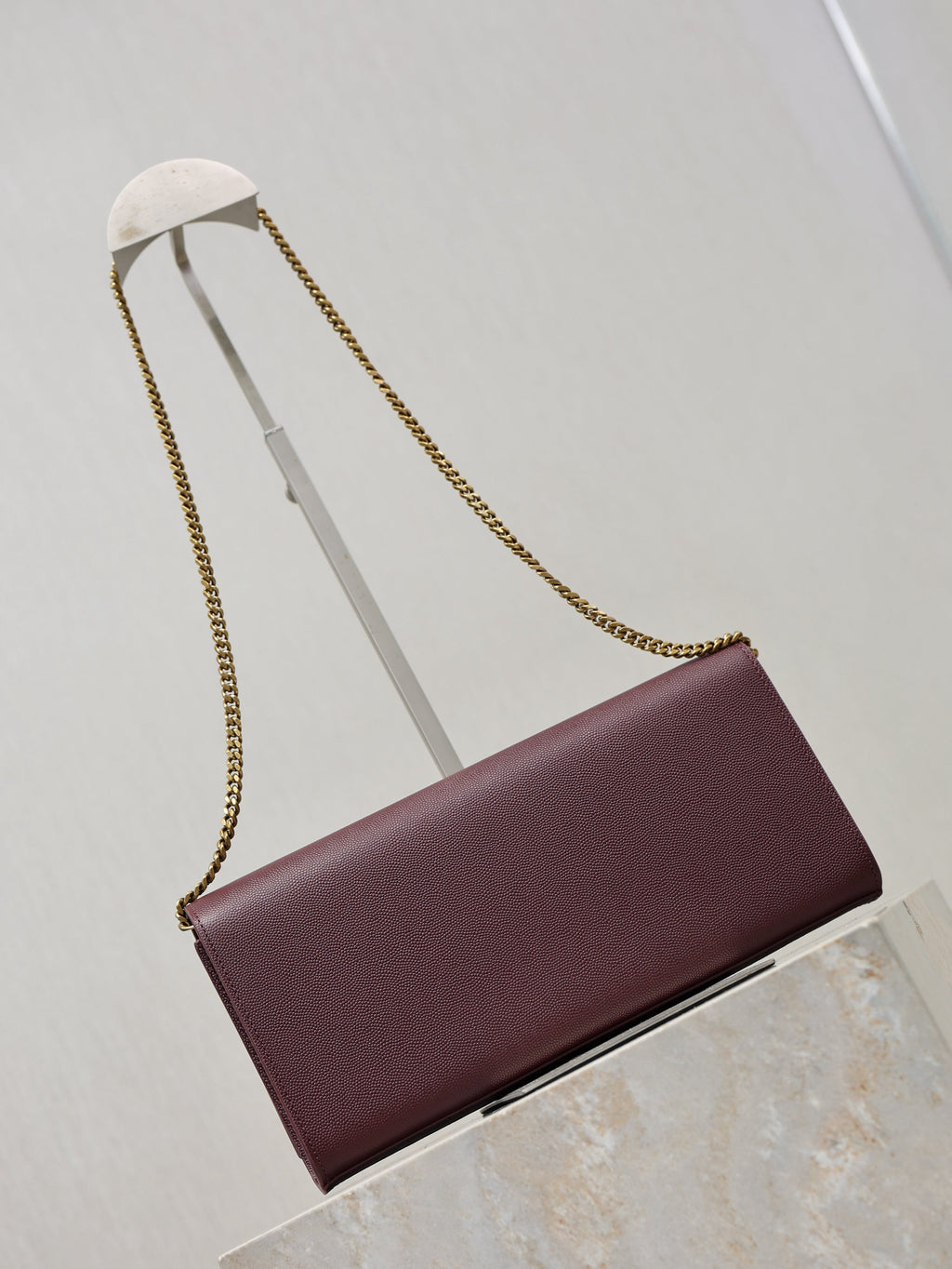 YSL Kate Clutch Bag Burgundy Caviar Leather