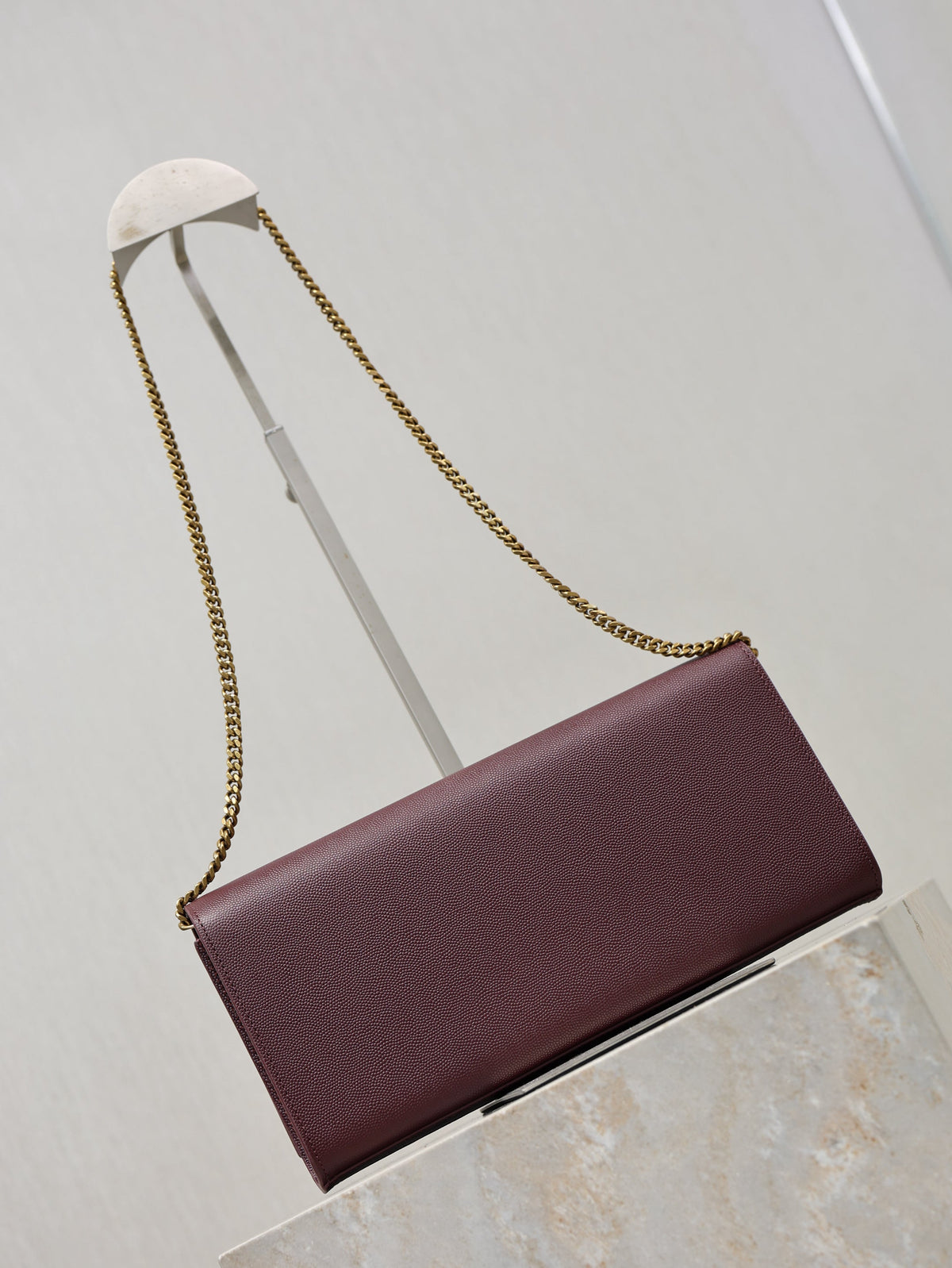 YSL Kate Clutch Bag Burgundy Caviar Leather