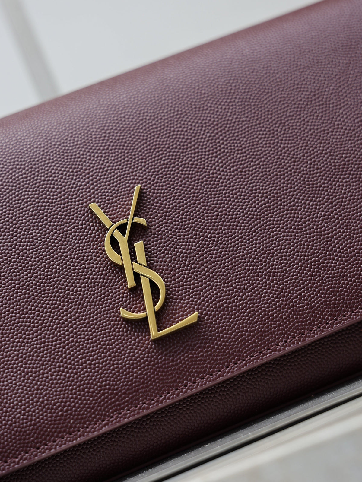 YSL Kate Clutch Bag Burgundy Caviar Leather