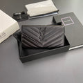 Saint Laurent Cassandre Matelasse Large Flap Wallet 19cm Black Leather