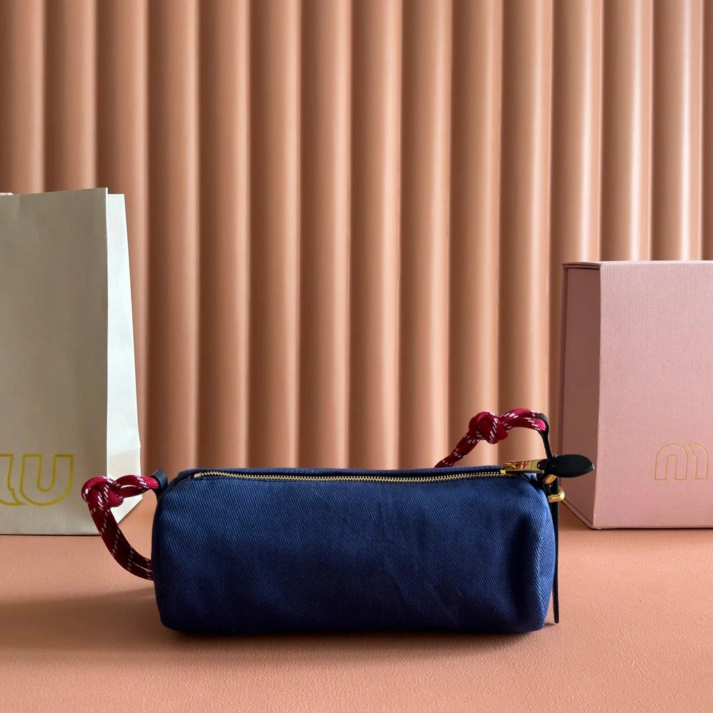 Miu Miu Adventure Nappa Canvas Bucket Bag 22 Blue in Fabric 285320