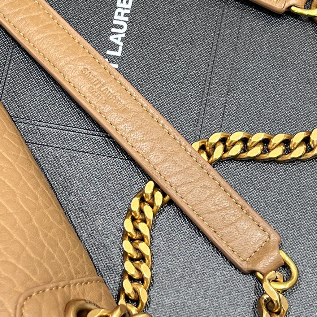 YSL Handbag 28 Tan Brown Pattern Lambskin