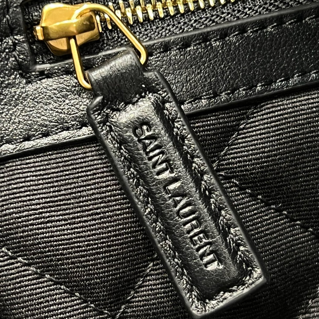 YSL Travel Bag 59 Black Quilted Calfskin Leather Gold Hardware