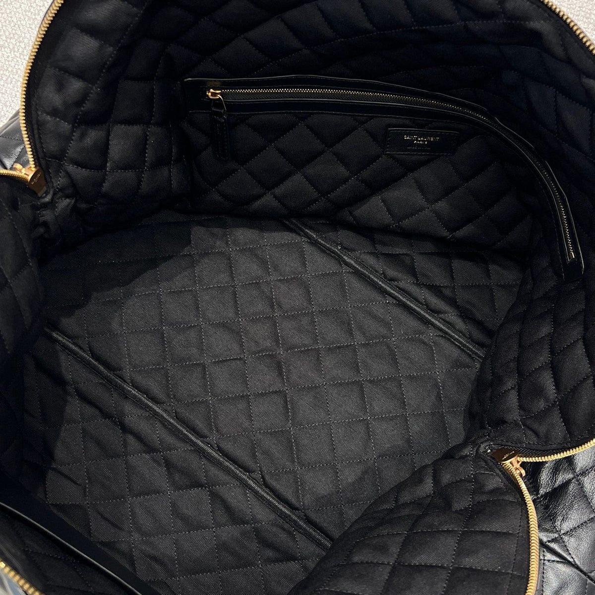 YSL Travel Bag 59 Black Quilted Calfskin Leather Gold Hardware