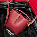 YSL Mini Bucket Bag 15 Dark Red Calfskin Leather