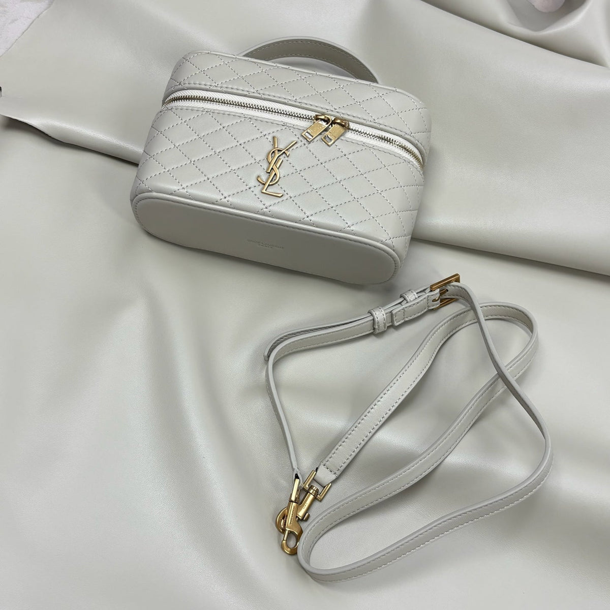 YSL Gaby Vanity Bag 18 Light Beige Quilted Calfskin