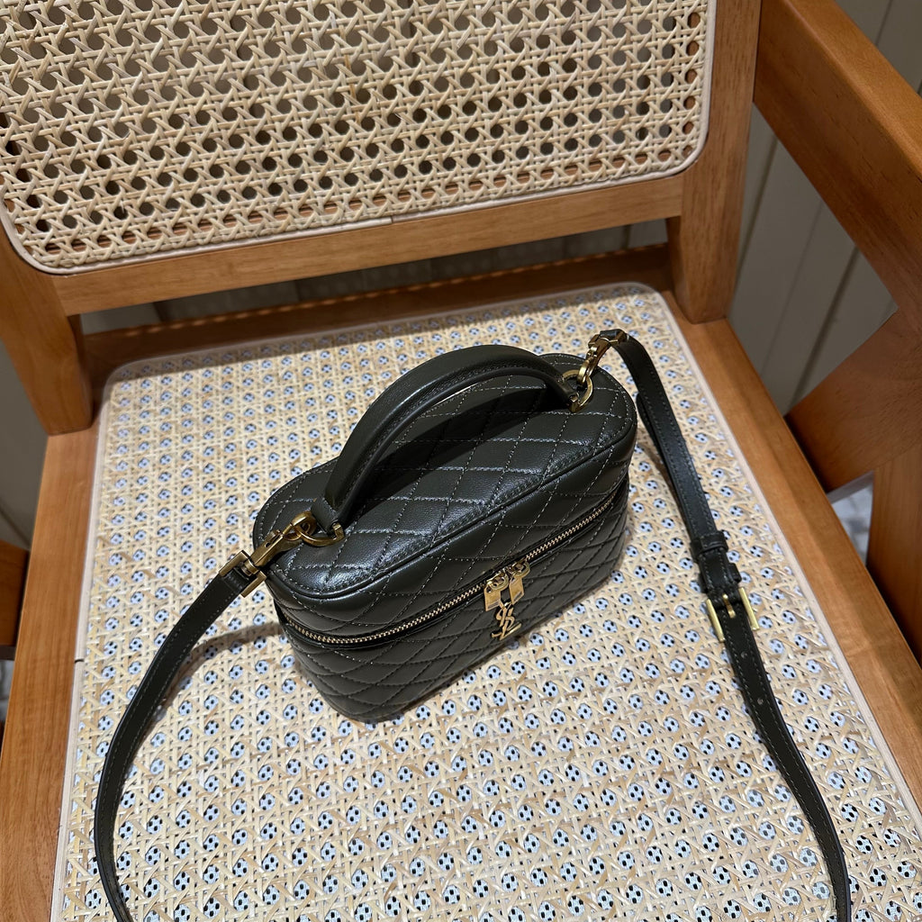 YSL Gaby Vanity Bag 18 Olive Green Quilted Calfskin