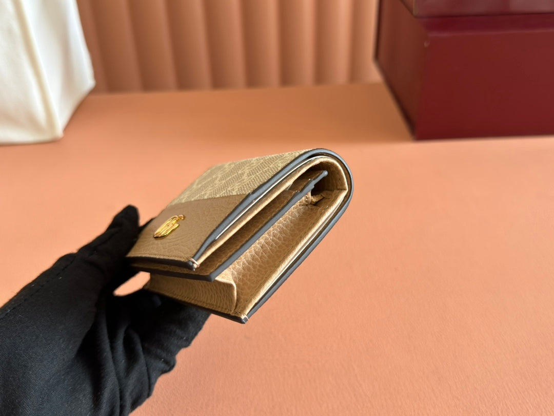 Gucci Marmont Wallet Beige mix Brown Canvas Leather 250959