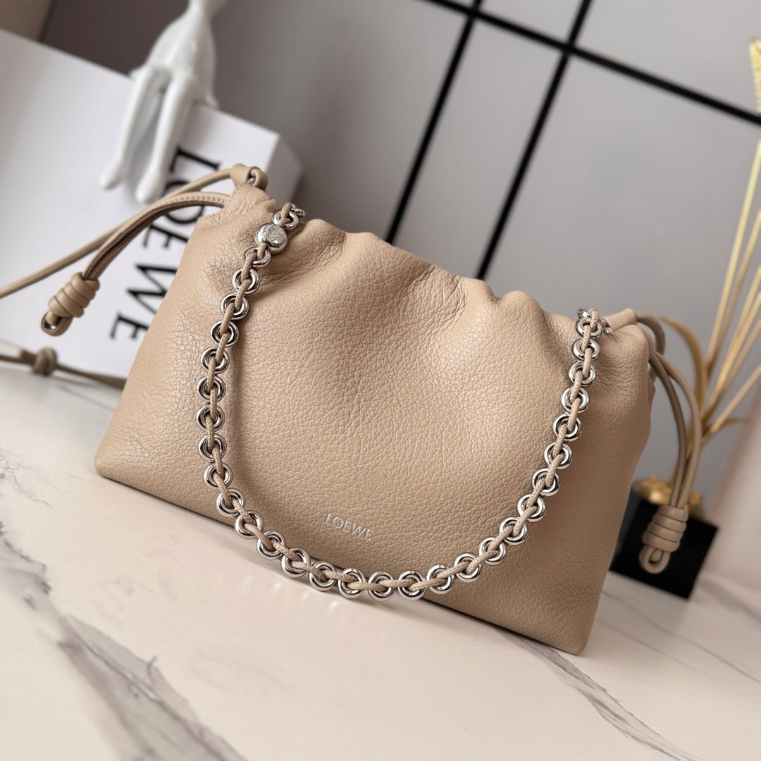 Loewe Flamenco Clutch Bag Beige Calfskin 280513