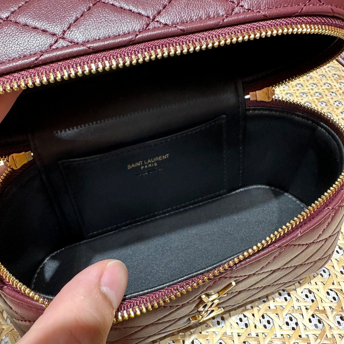 YSL Gaby Vanity Bag 18 Burgundy Quilted Calfskin