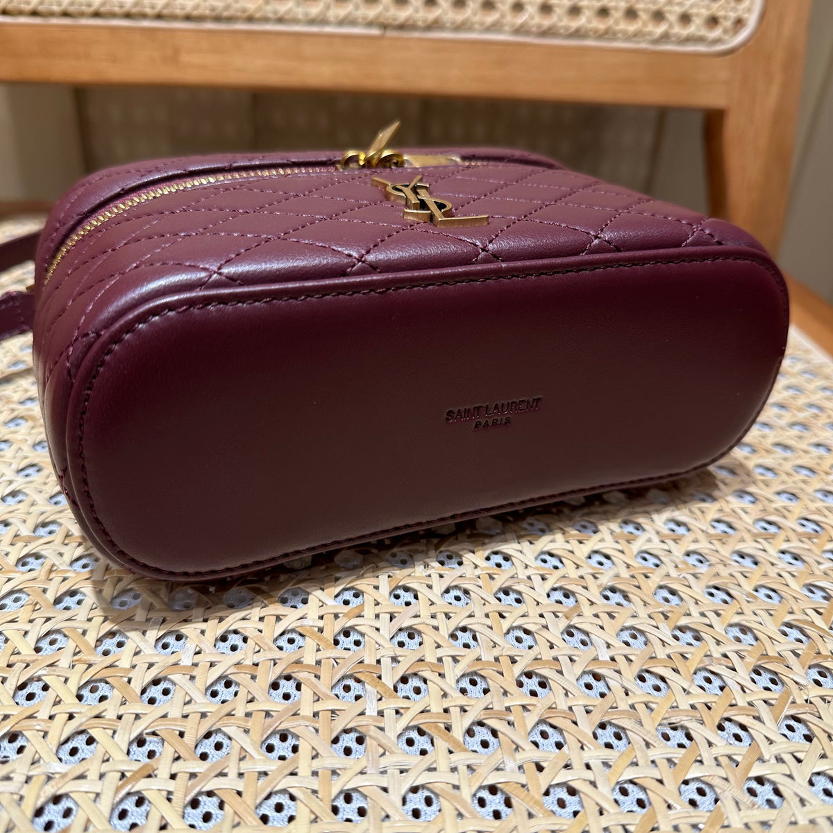 YSL Gaby Vanity Bag 18 Burgundy Quilted Calfskin